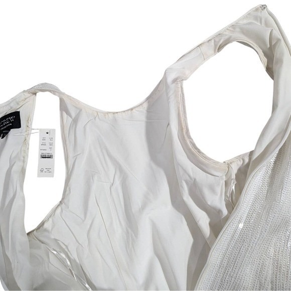 J. Crew Collection fringe-trim sheath dress in sequin 2 White NWT - Picture 8 of 12